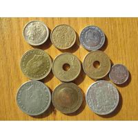 10 разных монет Испании лот 1