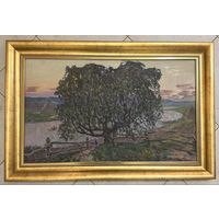 Аракчеев Б.В "Летний вечер", 1963г. Холст, масло. Размер 48х80 см. Вариант каталожной работы "Вечер на Свислочи"