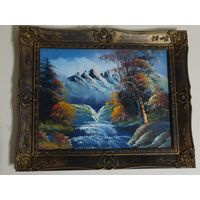 Картина "Романтический горный пейзаж с рекой" Холст, масло