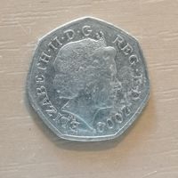 Великобритания, 50 пенсов, 2000 г., 150 лет публичной библиотеке, KM# 1004