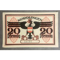 Нотгельд 20 пфеннигов 1918 год. Нёрдлинген. Веймарская республика.