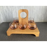 Набор коньячных рюмок СССР на подставке цветное стекло