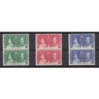 123.BrKS. Великобритания. Колонии.  Гонконг. Коронация Георга VI и Елизаветы. 1937 г. Полная серия. Пары. Mi.##136-138. MNH.
