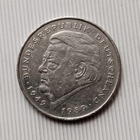 2 марки 1990 года (J) Германия. Федеративная республика (ФРГ). 40 лет ФРГ. Франц  Штраус.