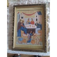 Икона брак в Канах Голлилийских огромная редкая икона 42/36