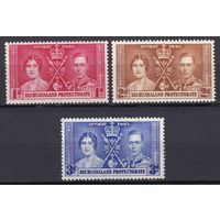18.BrKS. Великобритания. Колонии.  Бечуаналенд. Коронация Георга VI и Елизаветы. 1937 г. Полная серия. Mi.##98-100.