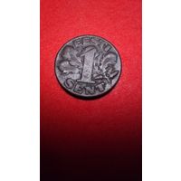 1 цент 1929. Эстония. Медь. С рубля. (20) Редкость.