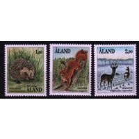1991 Аландские о-ва фауна животные млекопитающие еж белка косуля Mi-44-46 3х-марки**