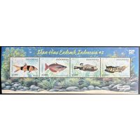 Марки Индонезия 2024 Фауна Рыбы. Малотиражный блок Тираж 2500 экз. RARE MNH