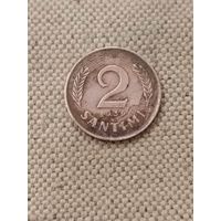 2 Сантима. Латвия 1939.шикарная.