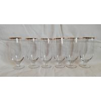 Фужеры, 120 мл, стекло с золотой отводкой, СССР, 6шт. одним лотом.