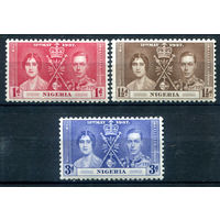 Британские колонии - Нигерия - 1937г. - коронация короля Георга VI и королевы Елизаветы - 3 марки - полная серия, MNH, MLH [Mi 43-45]. #2-Bc-44-A-1