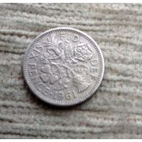 Werty71 Великобритания 6 пенсов 1961 Елизавета 2