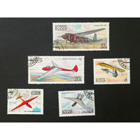СССР 1982 г. История советских планеров. Авиация, полная серия из 5 марок #0032-Т1P7
