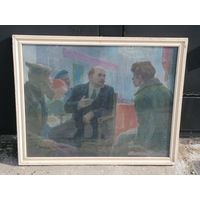 Живопись Соцреализм ГУЩИН Б. Ленин среди делегатов 3 съезда РКСМ оргалит, темпера, в раме под стеклом