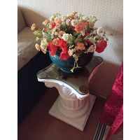 - ПОЛУ-ПЬЕДЕСТАЛ 56х34 Бетон Стекло Пластик Резина Вазон Цветы искусственные + запасное стекло