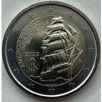 Италия 2 евро 2025 г. Парусник. Америго Веспуччи