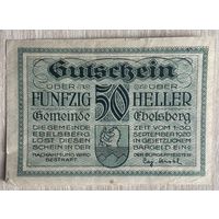 Нотгельд Австрия Эбельсберг, 50 геллеров 1920 год. Зеленая