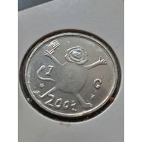Нидерланды 1 гульден 2001 г. - последний гульден, детский рисунок - лев с флагом в руках