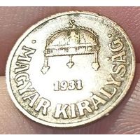 ВЕНГЕРСКОЕ  КОРОЛЕВСТВО  /РЕГЕНТСТВО/. 1 ФИЛЛЕР 1931.