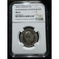 2 марки 1896 Шварцбург Зондерхаузен NGC MS63 Германия