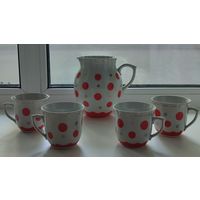 Молочный кувшин с чашками. Винтаж.Знак качества. Городницкий ФЗ.