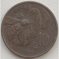 Италия 10 чентезимо 1934 г.