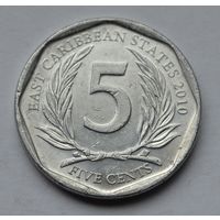 Восточные Карибы, 5 центов 2010 г.