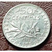 Франция 50 сантимов, 1917    ( 1-4-4 )