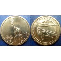 США. 1 доллар 2021. N11 Американские инновации. Мост-тоннель через Чесапикский залив. Вирджиния. Минтмарка  D