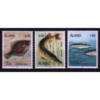1990 Аландские о-ва фауна рыбы атлантическая сельдь камбала щука Mi-38-40 3х-марки**