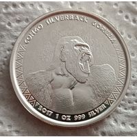 Конго 5000 франков 2017 Горилла унция 999