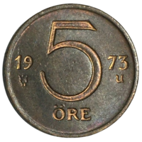 Швеция 5 эре, 1973