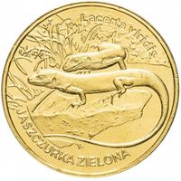 Польша 2 злотых, 2009 Зелёная ящерица UNC