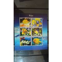 Блок рыбы фауна морская жизнь  MNH