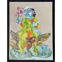 Ржеусский А.(Ржеутский А) "Путешествие на птице", холст, масло. Размер 80х60 см.