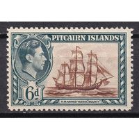 169.BrK. Великобритания. Колонии. Острова Питкэрн. Георг VI. Местные мотивы. 1940 г. 6P. Mi.#7. (*описание).