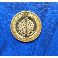 Турция 1 лира 2025 г. тонкая