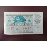 Лотерейный билет БССР 1988