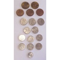 Чехия 1, 2, 5, 10, 20 крон 20 геллеров 1993-2025 17 монет одним лотом
