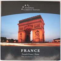 Набор монет "Франция: французский франк и евро" (10, 5, 2, 1, 0,5 франка)