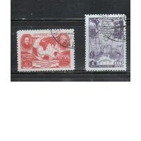 СССР-1950, (Заг.1476-1477),  гаш. , Открытие Антарктиды, Флот, Фауна