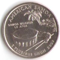 25 центов 2009 г. Американские Самоа серия Штаты и Территории Двор Р _UNC