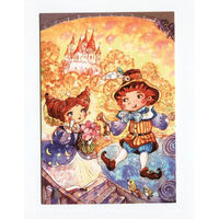 Открытка почтовая. Сказка. Тильбо и принцесса. Город. Замок. Дворец. Худож. А.Столбова (чистая)