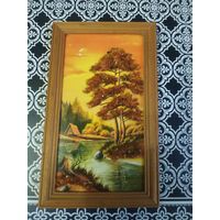 Картина с янтарем. 22см.на 13 см.