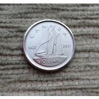 Werty71 Канада 10 центов 2021 100 лет Синеносу номинал ниже корабля