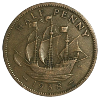 Великобритания 1/2 пенни, 1938