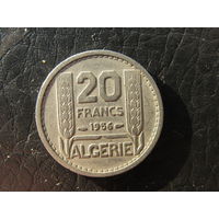 Алжир. 20 франков.1956. С 20 копеек. Распродажа коллекции. Смотрите другие лоты.