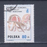 [1676] Польша 1989. Пожарная служба.Пожарные. Одиночный выпуск. Гашеная марка.