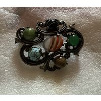 Брошь Кельтская Миракль Кабошоны Англия 60-е